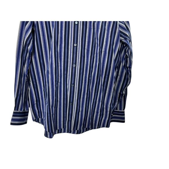 Bugatchi Classic Fit Navy Blue & Gray Long Sleeve Button Down Shirt Men's XL - Picture 4 of 7